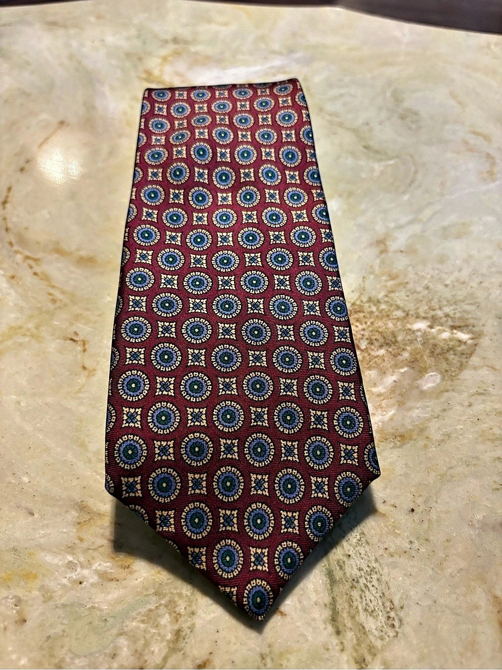 Guy Laroche Geometric Silk Tie in Red & Blue